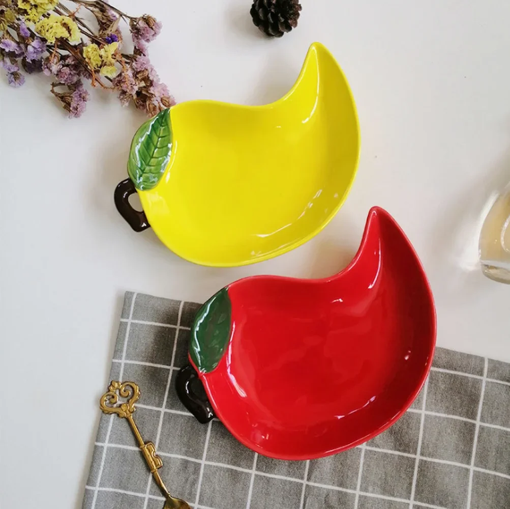 Creative Ceramic Plate Vegetable Shape Eggplant Dish Lemon Dish Pepper Snack Plate Decoration Dessert Plates For Home Tableware