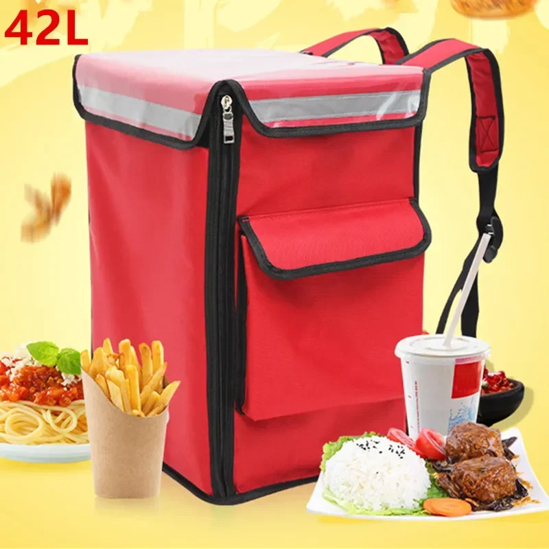 42L insulation bag pizza takeaway ice pack lunch cake refrigerated travel cooler box double shoulder handbag waterproof suitcase