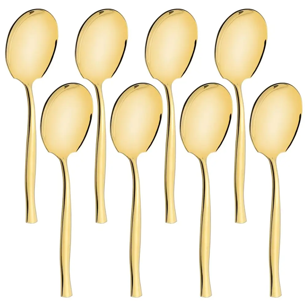 

8 Pieces Stainl Steel Serving Spoon, Gold Buffet Serving Spoons
