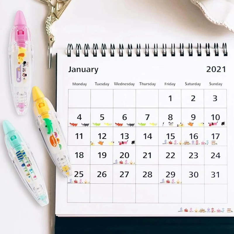 Bolígrafo decorativo tipo prensa de dibujos animados, bolígrafo de cinta de bolsillo de aly-pocket, animales lindos, álbum de recortes, decoración de diario