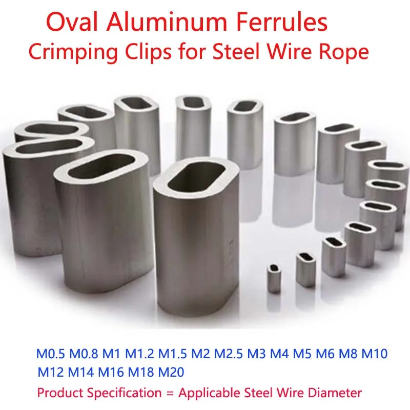 Oval Aluminum Ferrules - Crimping Clips for Steel Wire Rope  Aluminum Ferrules Crimping Loop Fittings Oval Clamps M0.5 ~ M 20