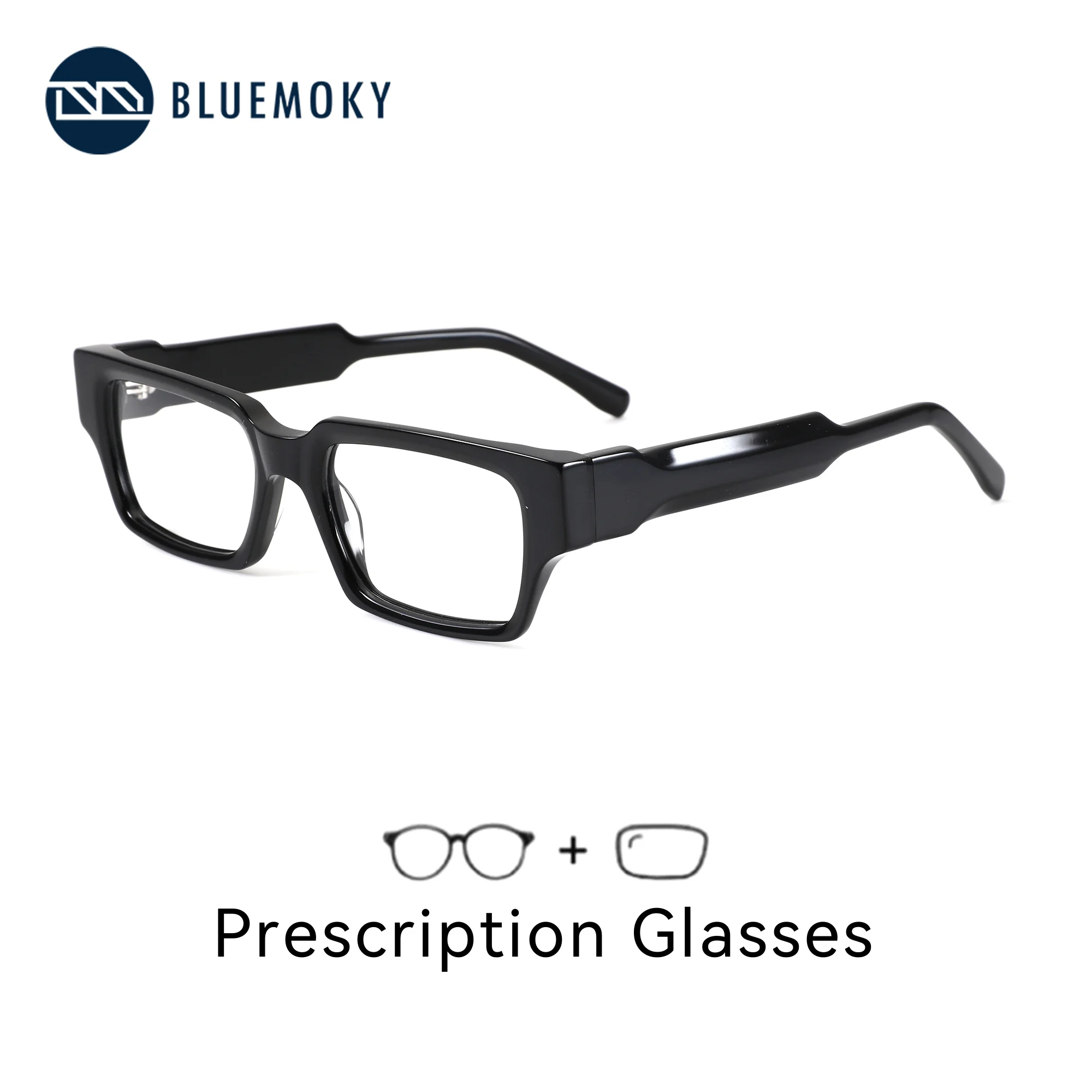 BLUEMOKY XS Size Rectangle Acetate Prescription Glasses For Men Progressive Eyeglasses Of View Far And Close Myopia Eyewear