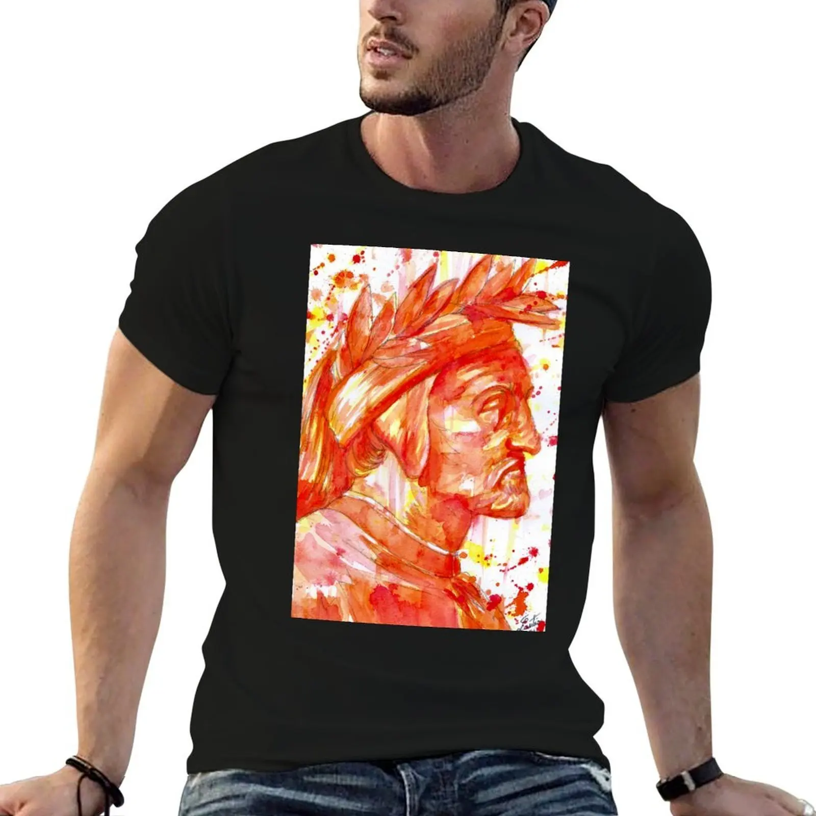 DANTE ALIGHIERI - after RAPHAEL - watercolor portrait T-Shirt t shirt man luxury funny t shirts man T-Shirt