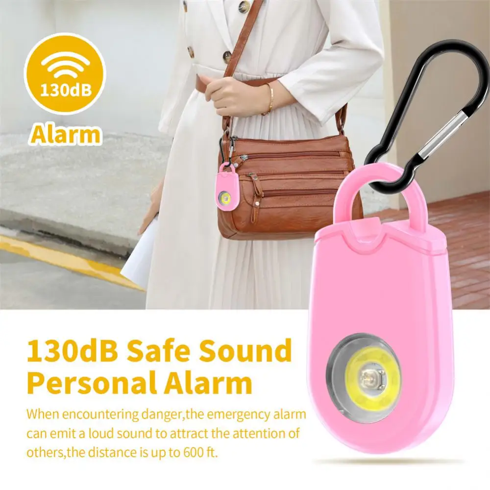 Super Bright LED Self Defense Alarm 130dB Safety Sound Anti-wolf Device Girl Child Women Outdoor Distress Protect Defense Alarm