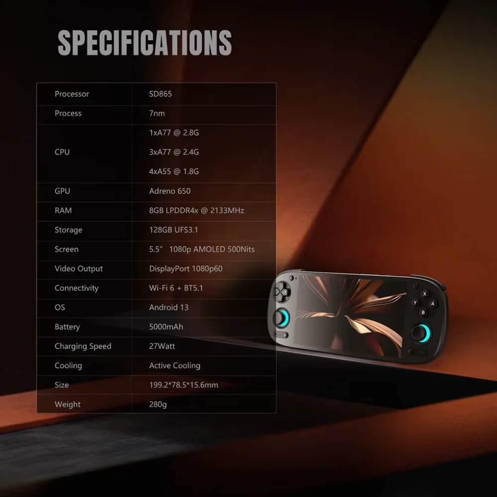 

Портативная игровая консоль Retroid Pocket 5: 5,5-дюймовый OLED-экран с сенсорным управлением, процессор Snapdragon 865, ОС Android 13, поддержка PSP/PS2/N64/DC