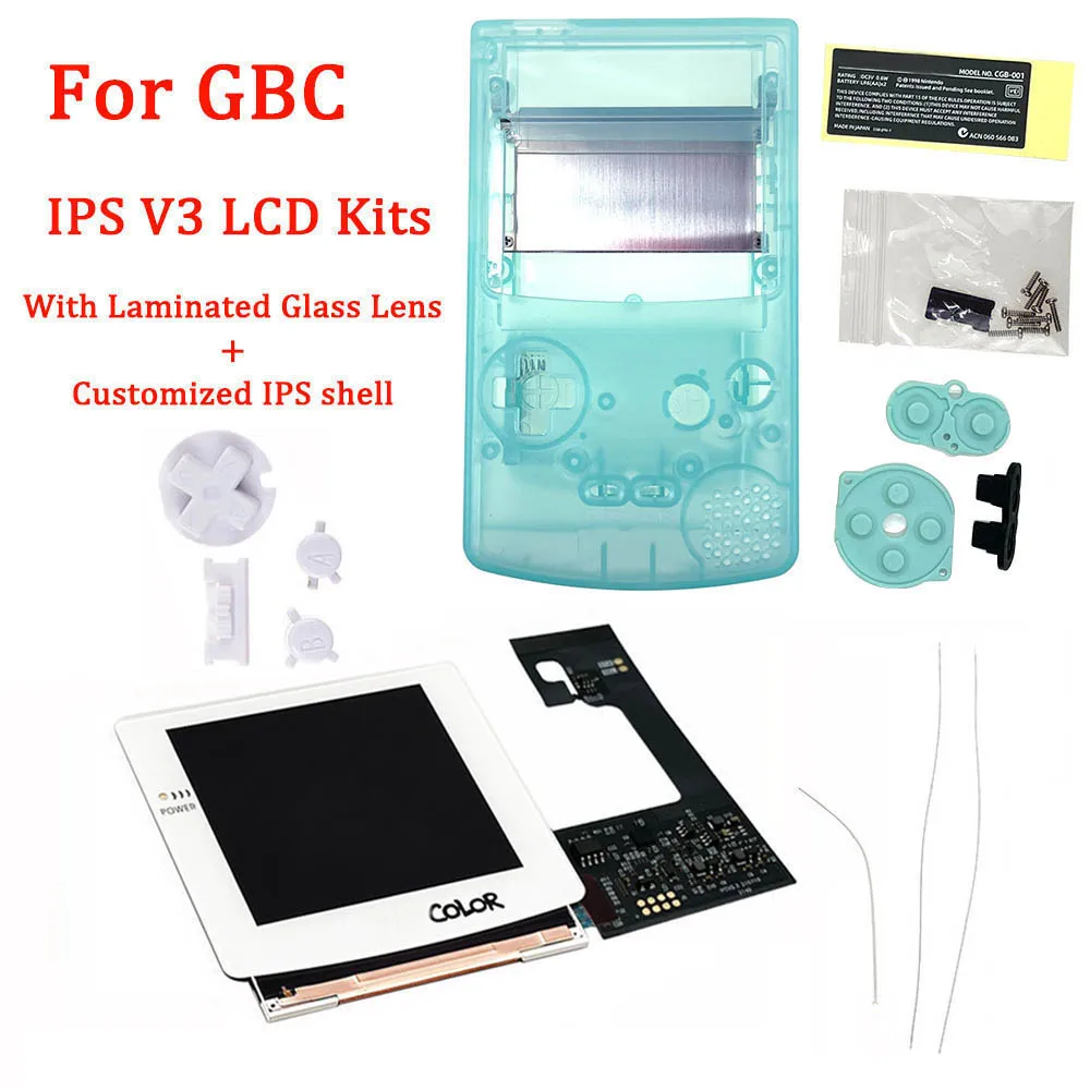 2021 White IPS V3 Laminated LCD Kits for GBC High Light Backlight IPS LCD Screen Kits with Customized IPS Housing Shell Sets