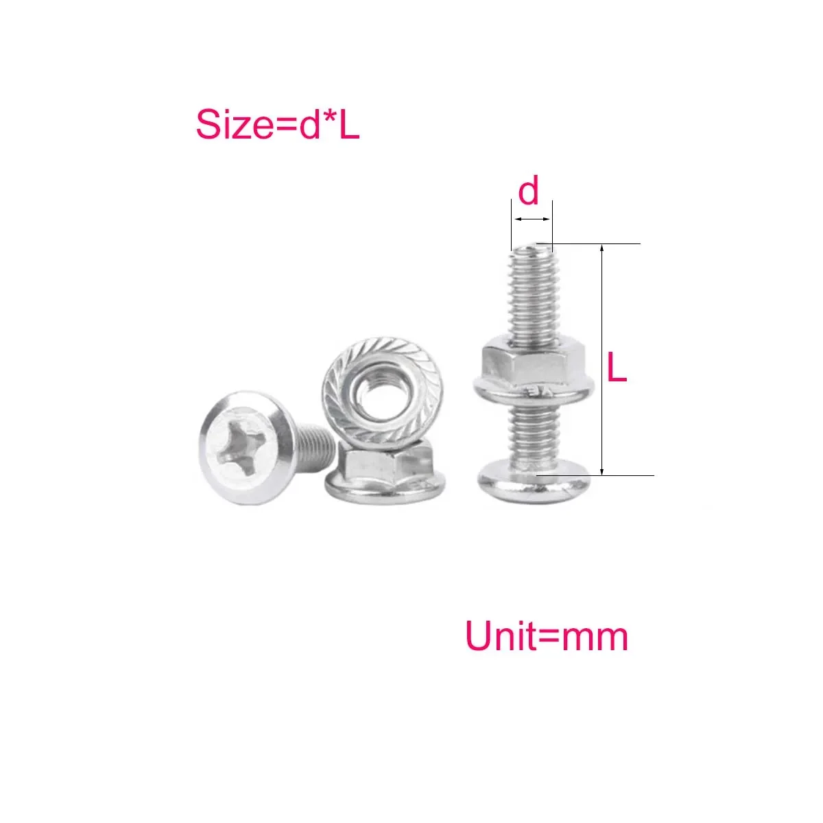 

Complete Set Of 304 Stainless Steel Cross Chamfered Hexagonal Flange Screws And Nuts