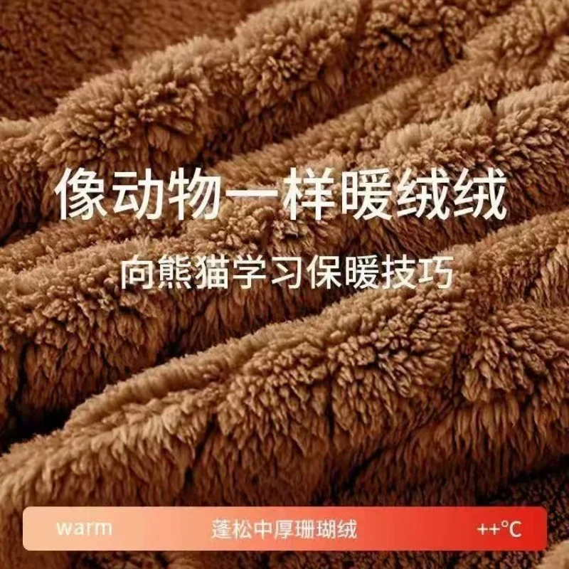 الشتاء الرجال منامة المرجان الصوف مريحة عارضة داخلي المنزل ارتداء سميكة سستة الحرارية سترة منامة 2 قطعة مجموعات