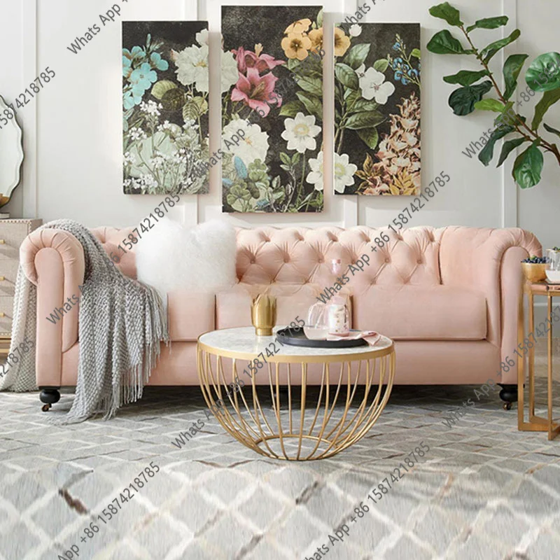 

American light luxury living room fabric sofa combination modern simple small apartment hotel reception sofa hot direct sales