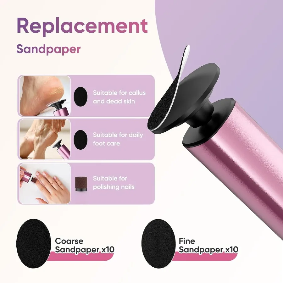 เครื่องกำจัดหนังด้านเท้าไฟฟ้า 2in1 แบบชาร์จไฟได้ พร้อมที่ขัดเท้า 9 ระดับความเร็ว สำหรับขจัดเซลล์ผิวที่ตายแล้วและดูแลเท้า