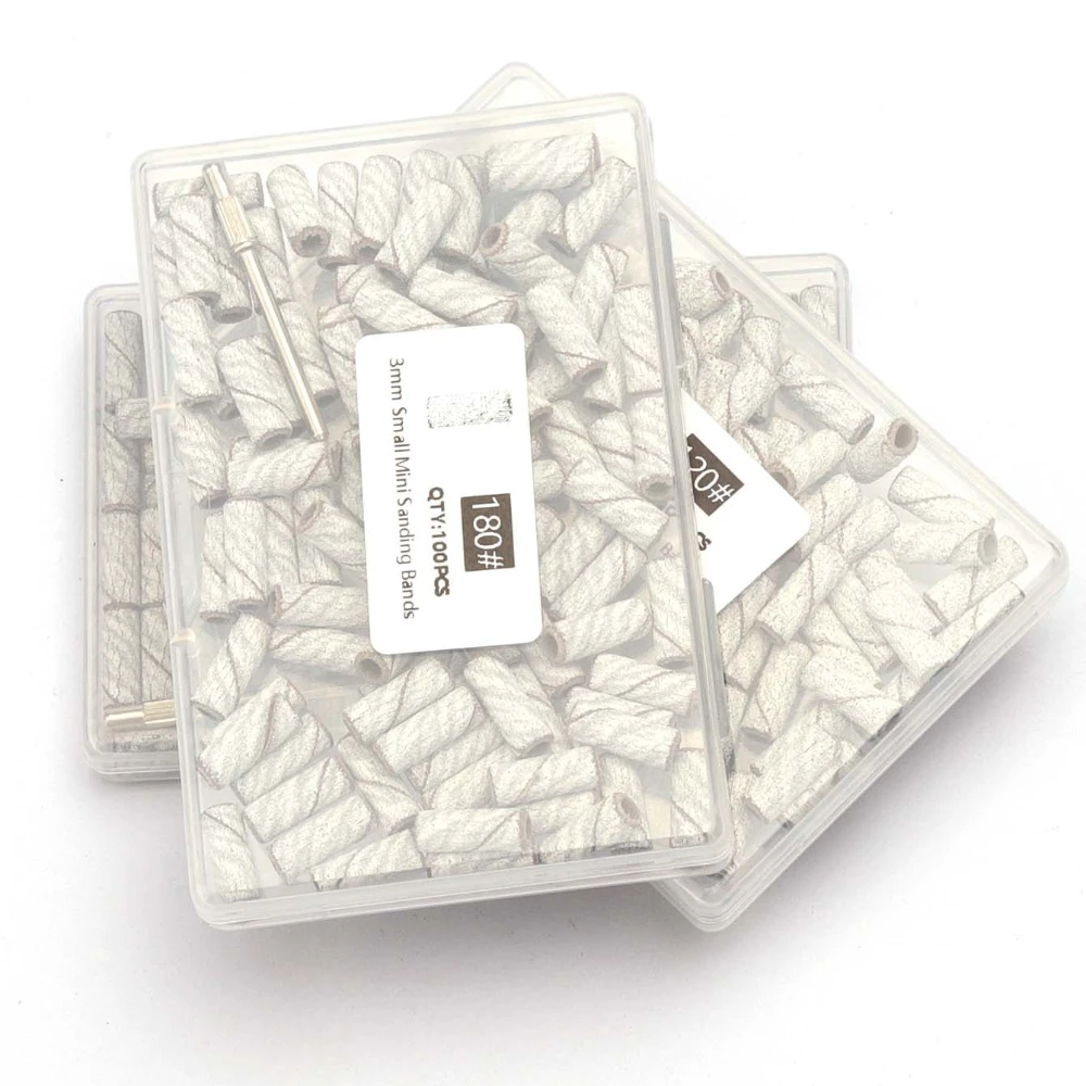 100 szt. Mini Pasów Ściernych 3.1mm Zestawy Frezów do Paznokci z Trzpieniem Akcesoria do Manicure Elektrycznego Narzędzie do Usuwania Martwego Naskórka