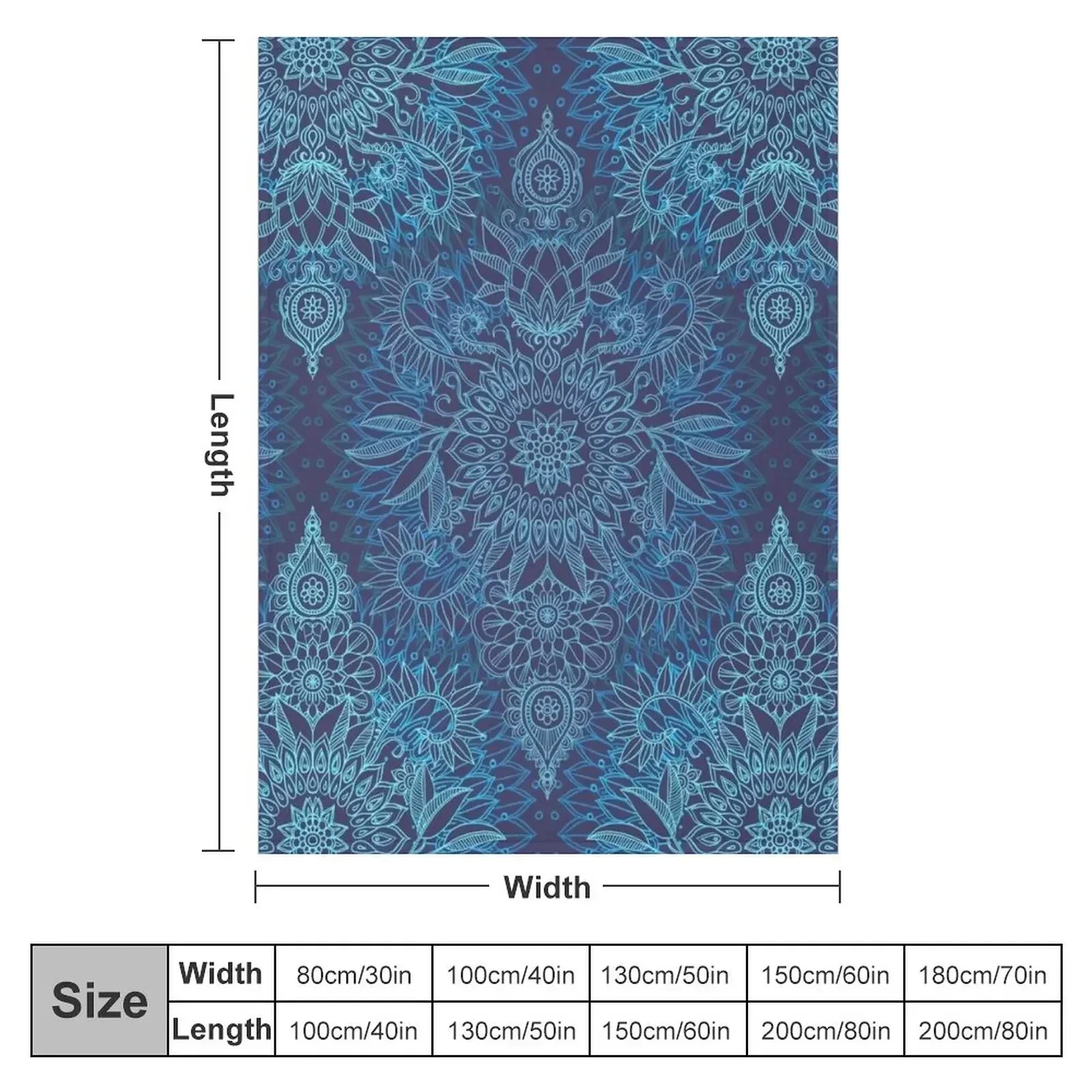 Aqua, Cobalt Blue & Purple Protea Doodle Pattern Throw Blanket Flannel Personalized Gift Soft Plaid bed plaid Blankets