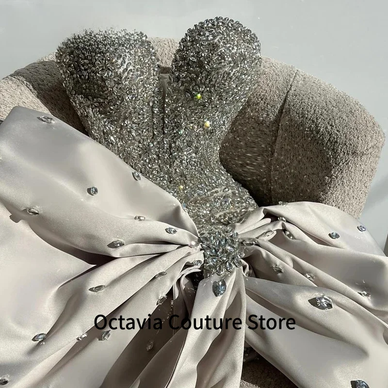 Błyszcząca Sukienka na Powrót do Szkoły z Cyrkoniami, Kokardą, Bez Rękawów, Dubaj, Arabia Saudyjska, Sukienka Koktajlowa na Imprezę, Szyta na Miarę