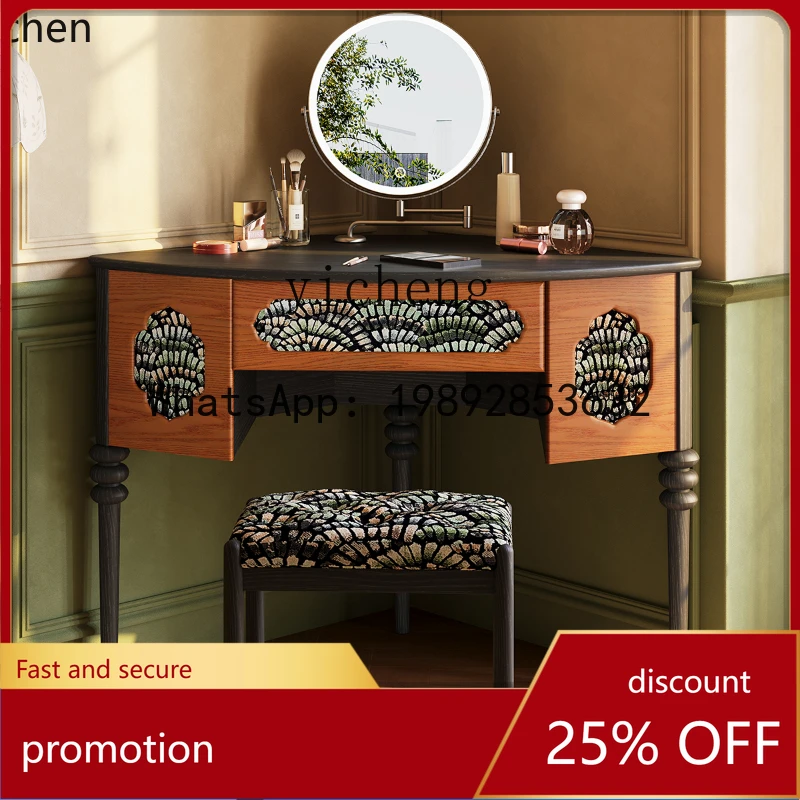 PYH small apartment bedroom master bedroom multifunctional makeup table solid wood premium