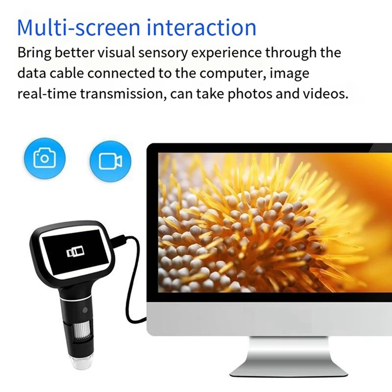 Upgrade 2.4 Inch Digital Microscope 1600X Magnification Coin Microscope With 8 Leds Soldering Microscope For Repair