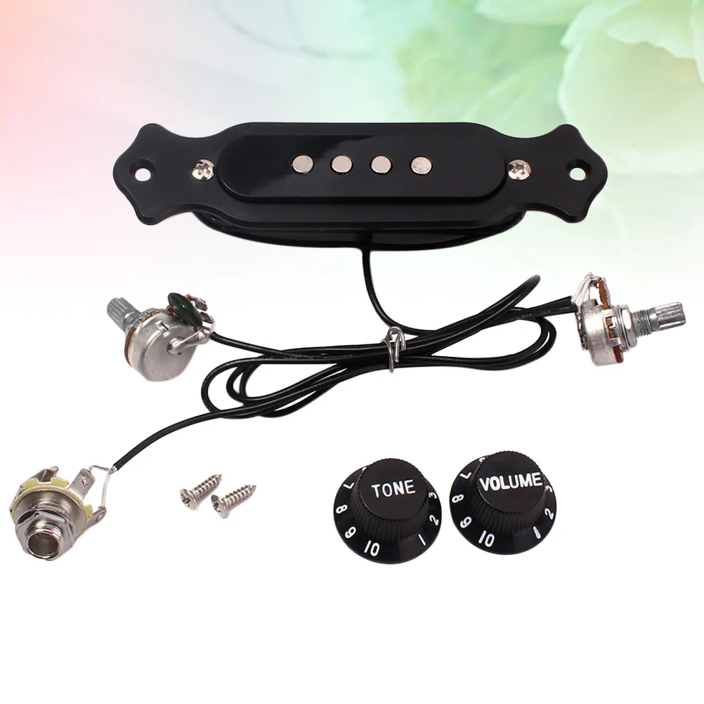 

Cigar Box Guitar Pickup Black Metal 4-Pole Soundhole Replacement For Four-String Guitar Wax-Protected Bobbins Durable Music