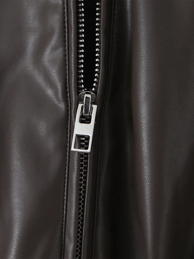 سترات Chu Sau Beauty 2025 للسيدات موضة جديدة عتيقة بياقة على شكل طية صدر وأكمام طويلة وجيوب على طراز الشارع معاطف أنيقة بسحّاب من البولي يوريثان #5