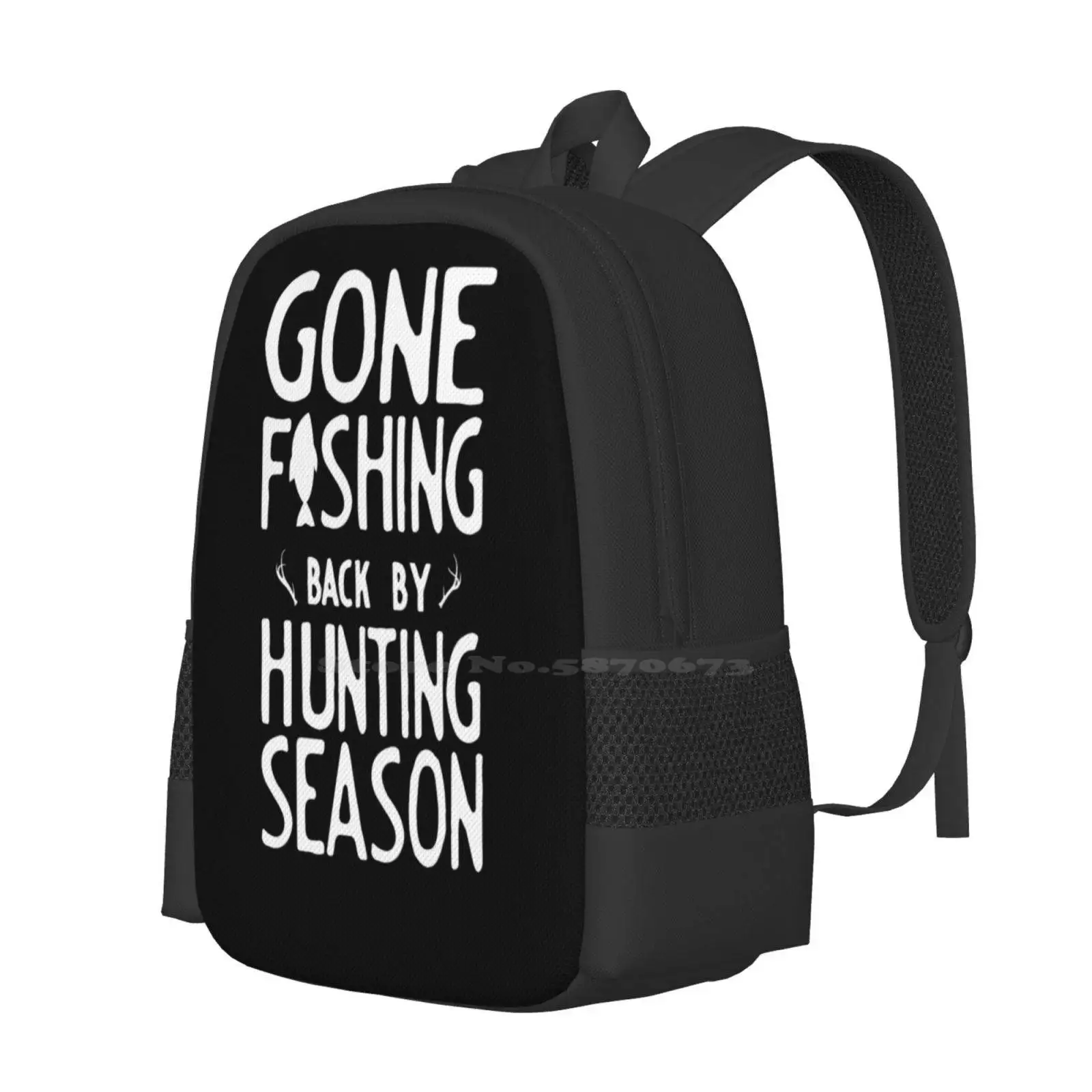 One Fishing Gone Back By Hunting Season Schoolbag, Bolsas de moda, pesca, pescador, caça, caçador, ao ar livre, venda quente