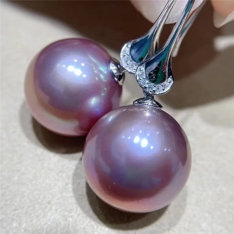 charming huge 16mm south sea purple shell pearl earring  925 sterling silver  earrings for women  pearl earrings