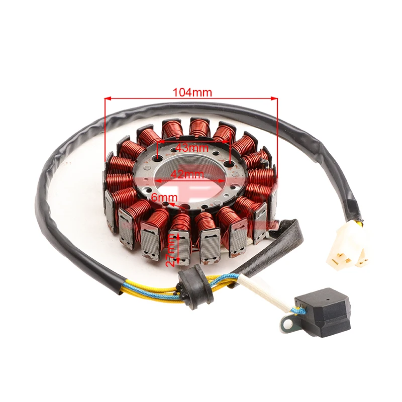 18 Coils Magneto Stator 104mm For Majesty YP250 ROKETA MC-54B Linhai VOG 250 257 260 300 LH170MM AEOLUS BMS 260 Diamo 257