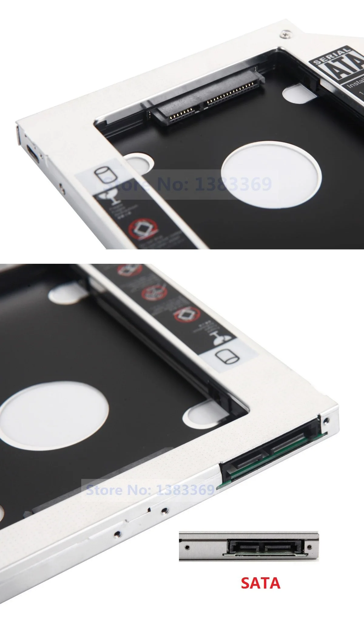with Bezel Front Panel 9.5mm 2nd 2.5 SSD HDD Hard Drive Optical Bay Caddy Frame Bracket for Lenovo IdeaPad V510-15IKB E52-80