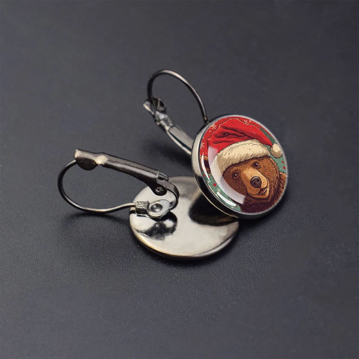 مرسومة باليد عيد الميلاد الحيوانات لطيف قبعات عيد الميلاد قبة الزجاج أقراط للنساء الرجال السنة الجديدة حفلة الفن مجوهرات هدايا عيد الميلاد