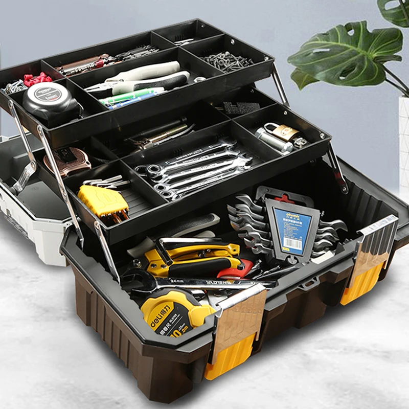 Three-layer Folding Toolbox Multi-layer Hardware Electrician Multi-functional Household Repair Car Special Storage Box Tool Box