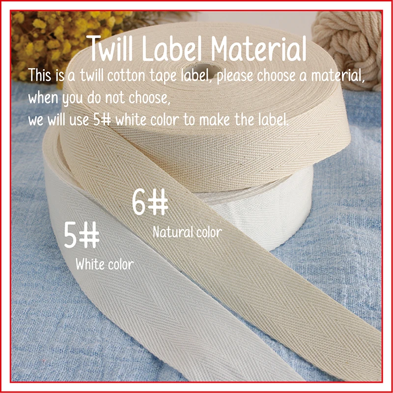 Handmade Twill Folding Labels, Logo Labels, Sew Accessories, Ribbon Label, Custom Fabric Tags, Labels for Clothes,  XW35