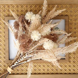 6/12pcs Artificial Prickly Ball Flower Plastic Brown Fake Plant DIY Home Wedding Living Room Cheap Vase Decor Christmas Supplie