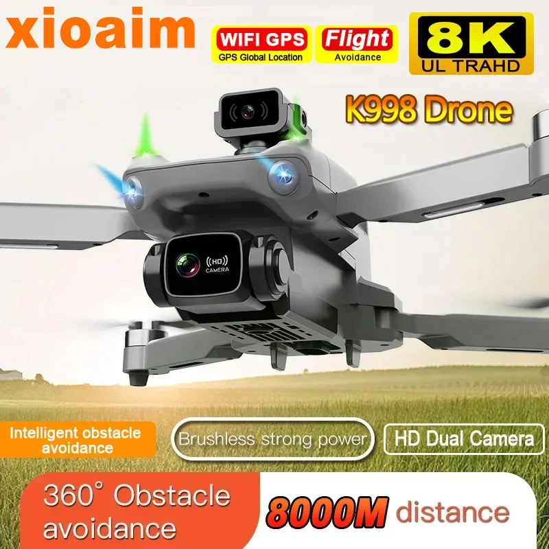 

For Xiaomi K998 Professional Drone Camera HD 8K S11Vision Obstacle Avoidance Brushless Motor GPS 5G WIFI FPV Quadcopter Toy