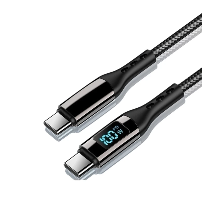 كابل 20CB عالي السرعة من النوع C مع شاشة LED 4 مقاسات شاحن سلك شحن سريع 100 وات توصيل الطاقة للهواتف المحمولة والكمبيوتر اللوحي