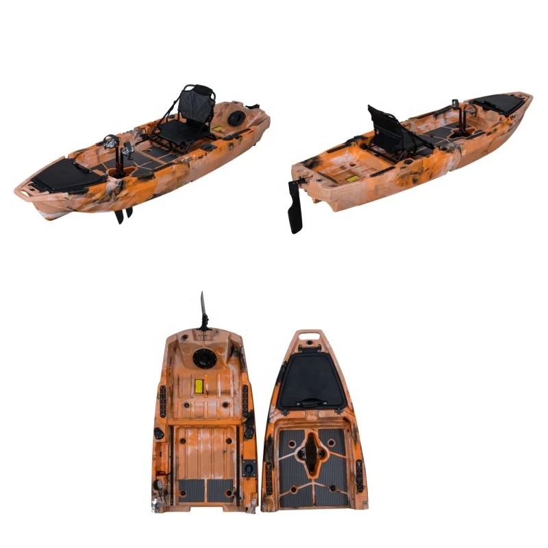 

2025 New 10FT 3Meter 2 Pieces Modular Kayak Detachable Fin Pedal Kayak For Single Fishing On River