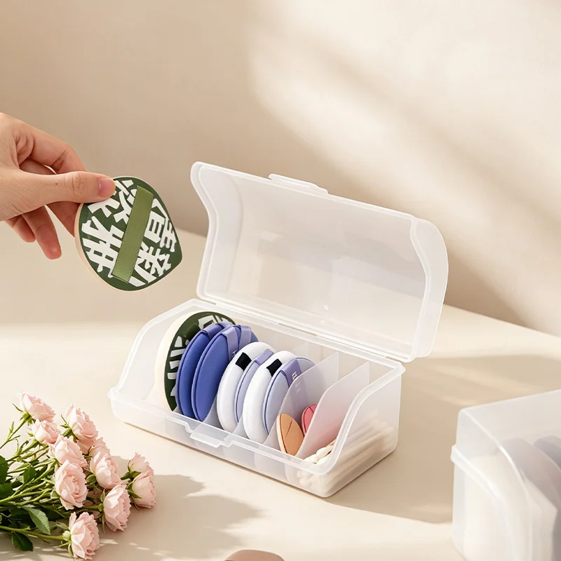 7 Grids Transparent Storage Case, Storage Box for Powder Puffs Storage And Small Makeup Supplies, Portable Storage Organizer