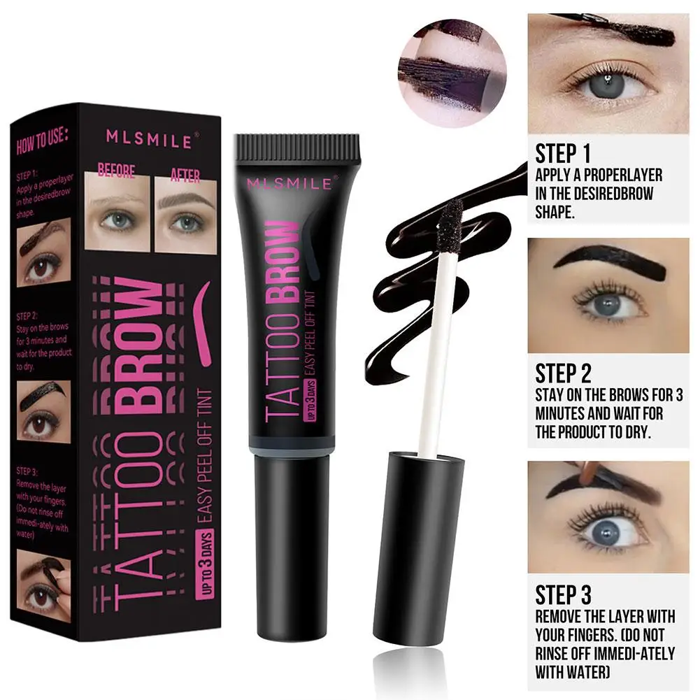 3-kolorowy żel do brwi Peel Off Eye Brow Tattoo Tint Eyes Cream Makeup Eyebrow Long Sweatproof Lasting Tool Dye Natural Water K2K1