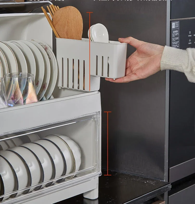 Household Layered Kitchen Cabinet, Chopsticks Storage Cassette Cover, Dish Tray, Drain Bowl Rack, Small Storage Rack