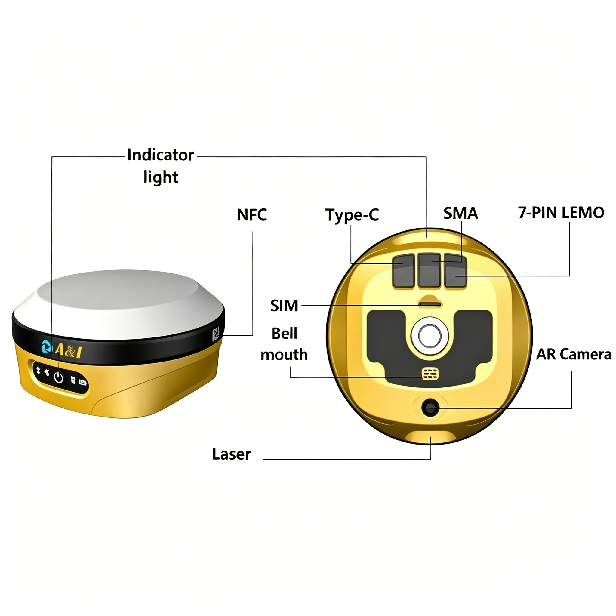 A&I AL16 Laser GNSS RTK Rover High Accuracy Survey Receiver AR Stakeout Construction 3 Month Free Software Trial GNSS GPS RTK