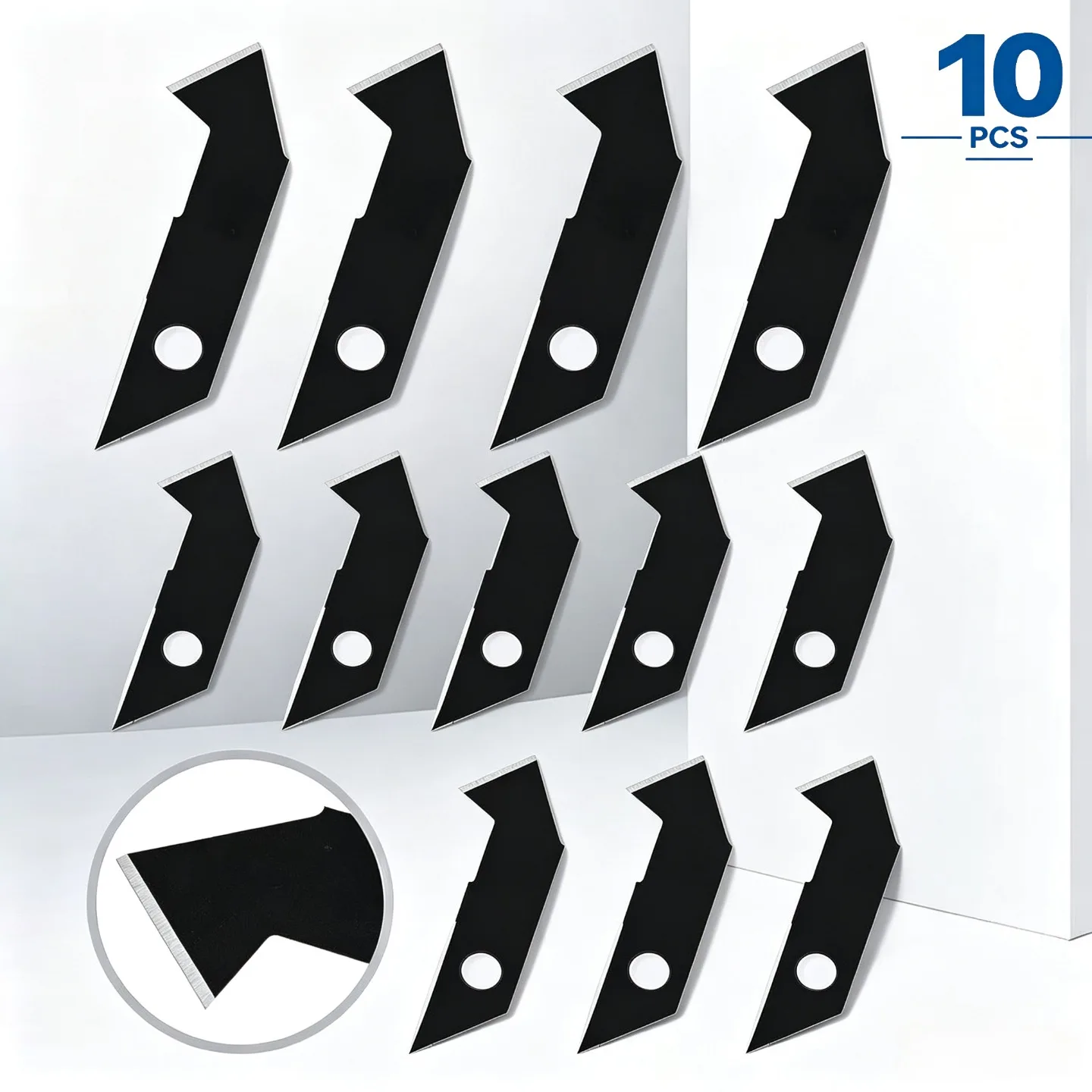 10Pcs Black Coated Hook Utility Blades Wear-Resistant Steel Cutter Refill Blades for Carton Strap Packing and Cutting
