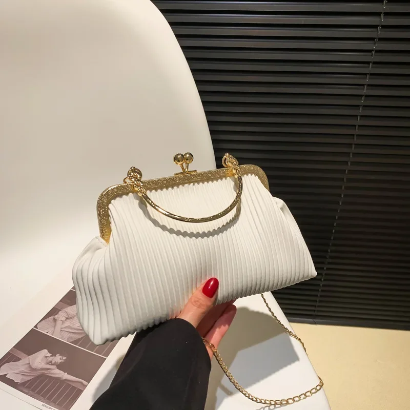

Fashion pleated personality ins girl chain bag