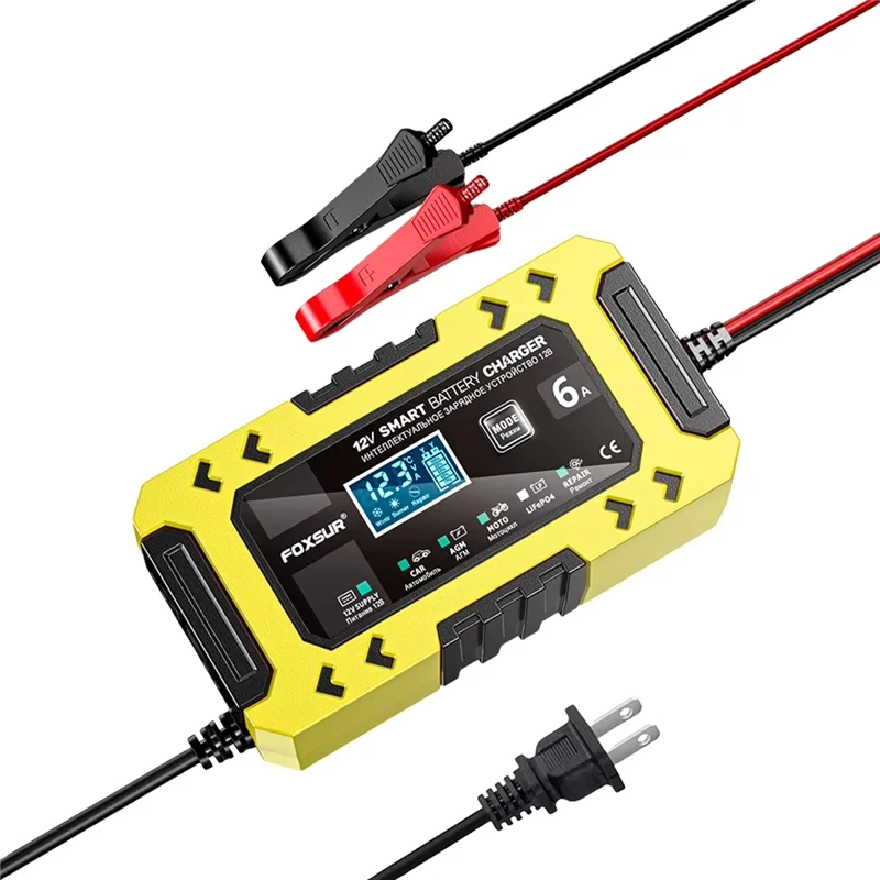 

12V6A Car Battery Charger Desulfator Pulse Car Battery Charger Full Intelligent Charger For Auto Motorcycle US Plug