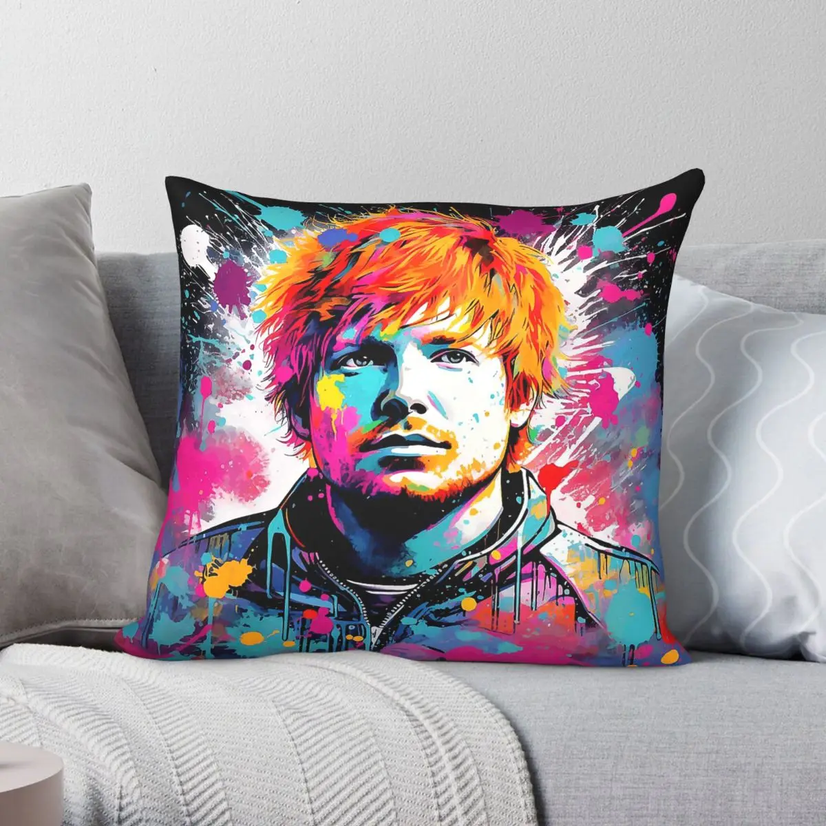 Popart Ed Sheeran Square Pillowcase Polyester Linen Velvet Pattern Zip Decorative Pillow Case Sofa Seater Cushion Cover