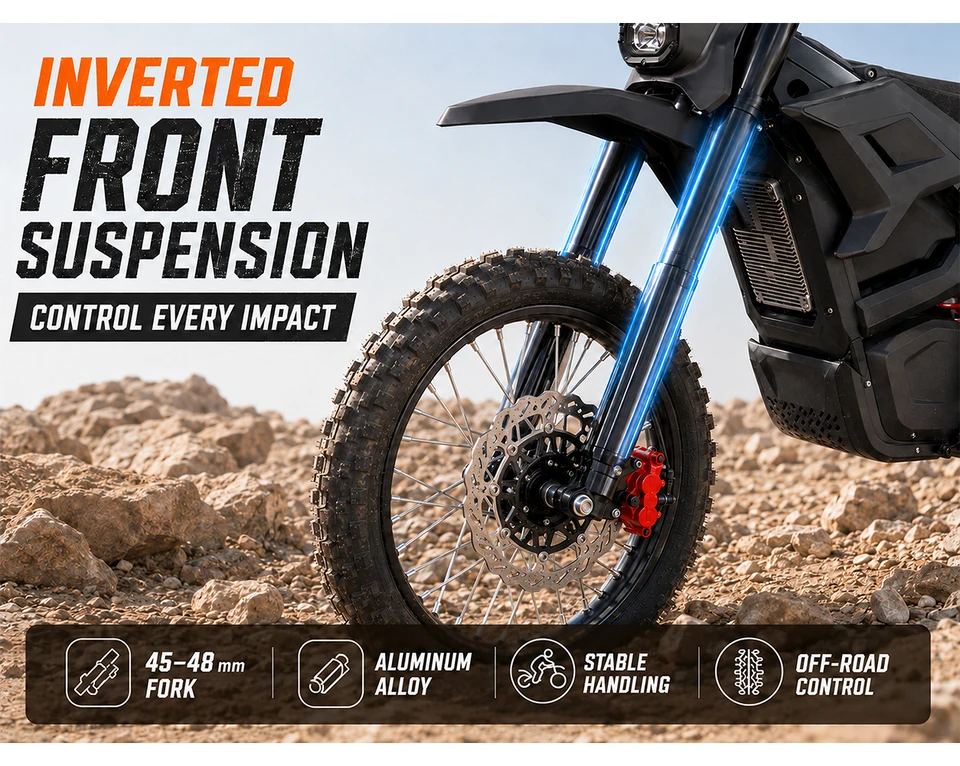 TERRAWULF M7 E Bike for Adults 5000W Max Output 43MPH Top Speed 200N·m Torque Electric Bike 31 Mile Range 60V Lithium Battery Inverted Front Fork Rear Shock Absorber Hydraulic Disc Brakes LCD Display Off-Road E- Bikes for Trail Adventure image 8
