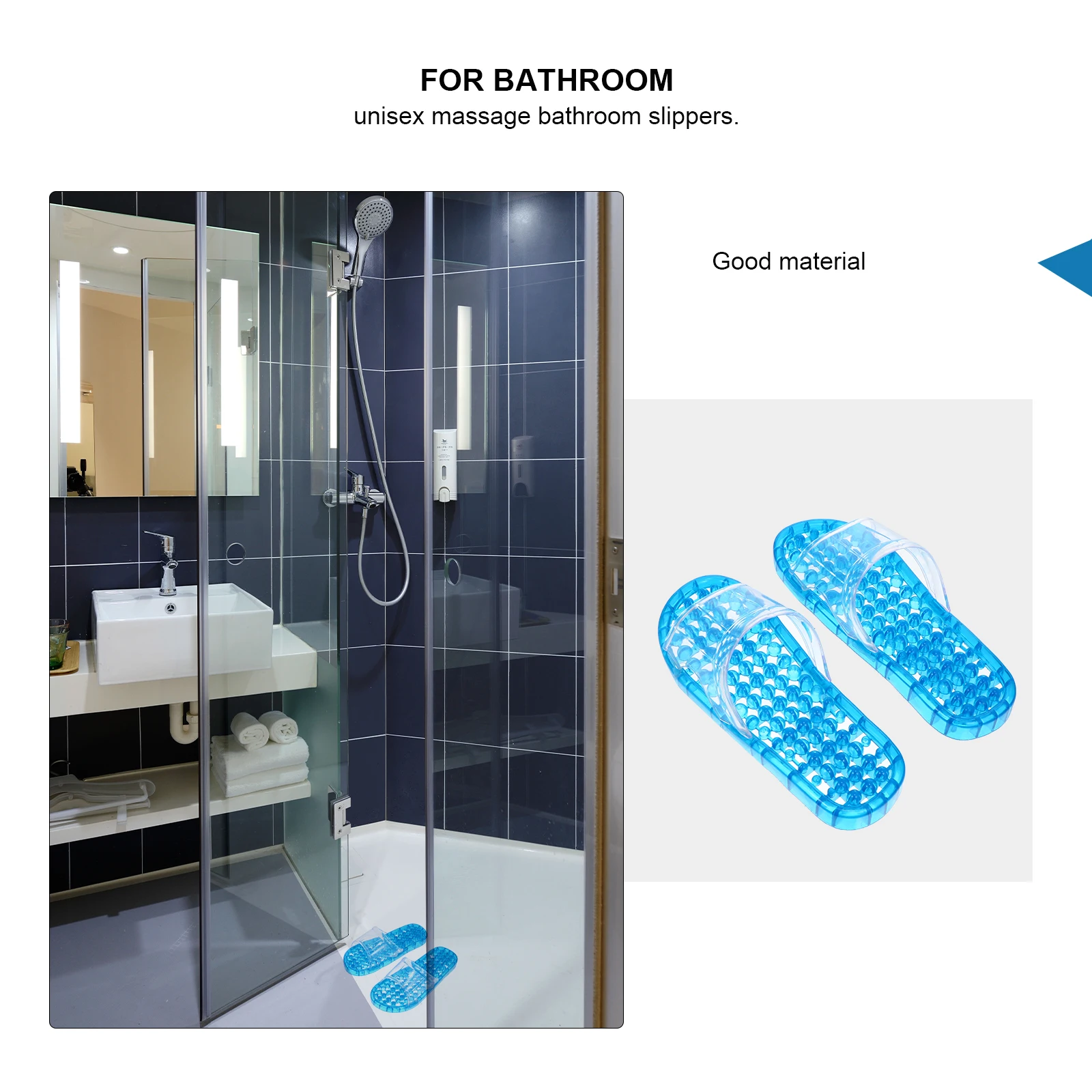 

1 Pair Unisex Premium Massage Bathroom Slippers Lightweight Anti-Skid Open Toe Draining Shower Footwear Quick Drying