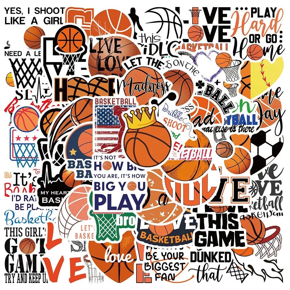 50 Stück Basketball-Aufkleber, DIY, wasserdicht, Sport-Graffiti-Aufkleber für Wasserflasche, Laptop, Skateboard, Kinder, Teenager, Jungen und Mädchen