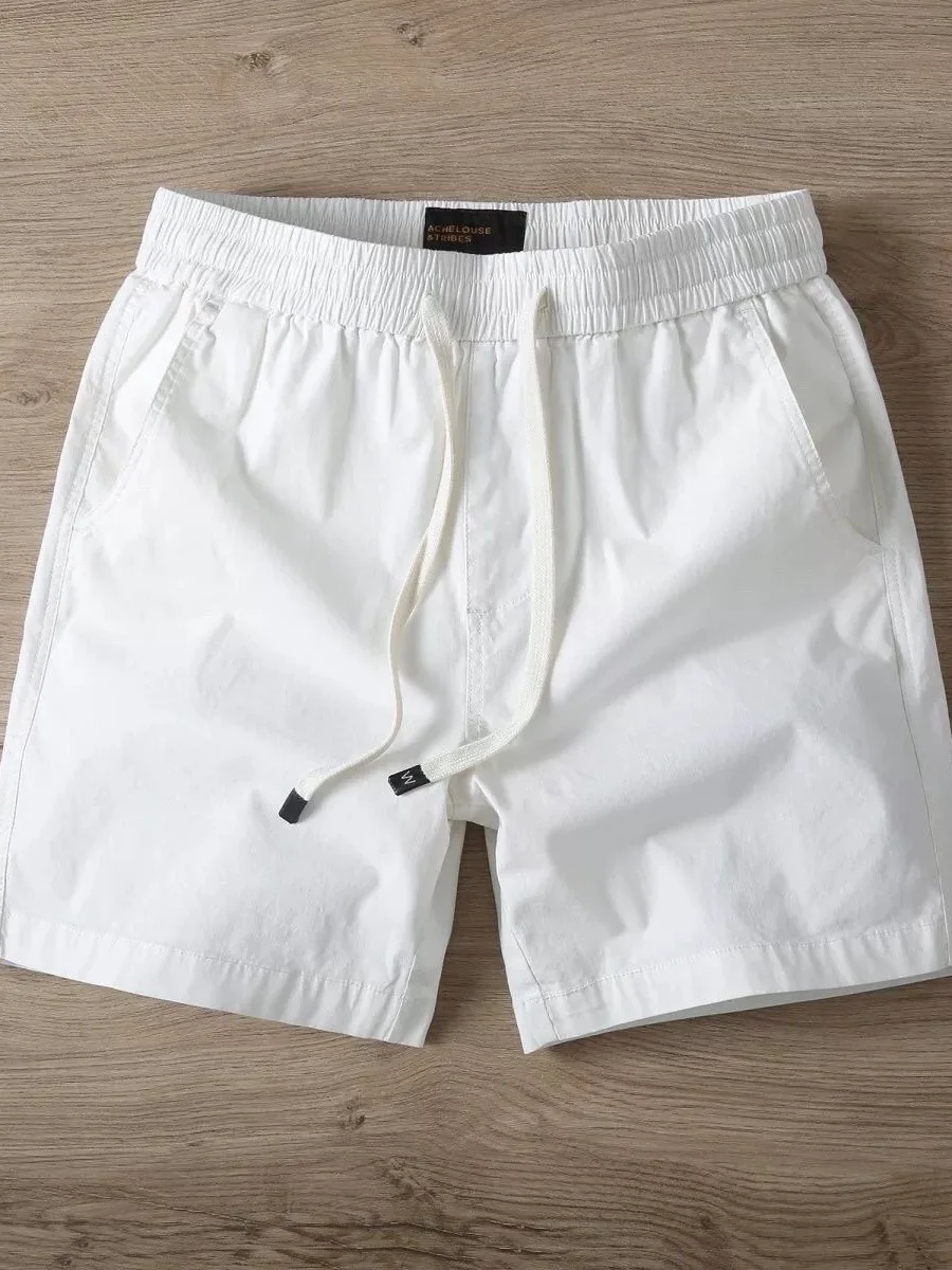 

Summer New Men's Casual Sports Cotton Shorts Thin Elastic Beach Pants Fashionable Four-Part Workwear Lightweight Loose Fit