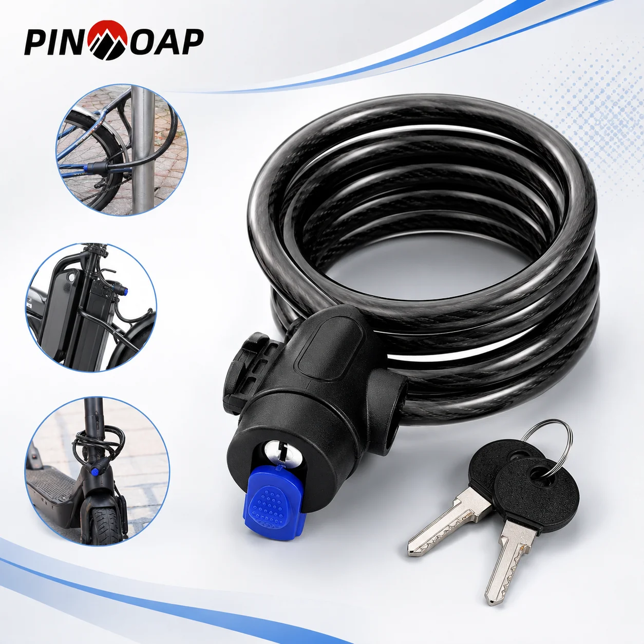 PINMOAP 1PC Bicycle Bike Lock Anti Theft Security Lock Fit Road Mountain Commuter Scooter Cycling Outdoor Travel Riding Accessor