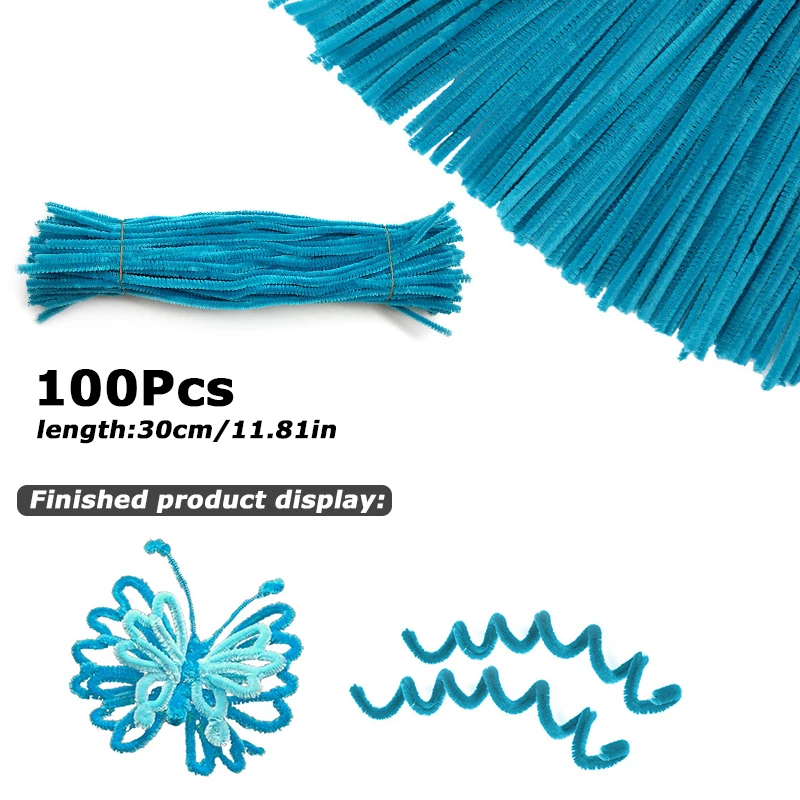 100 Stücke 30 cm Farben Chenille Stem Twisted Rod Eisendraht DIY Handwerk Wolle Wurzel Flauschigen Bar Verdrehen Dekor Rohr reiniger Plüsch
