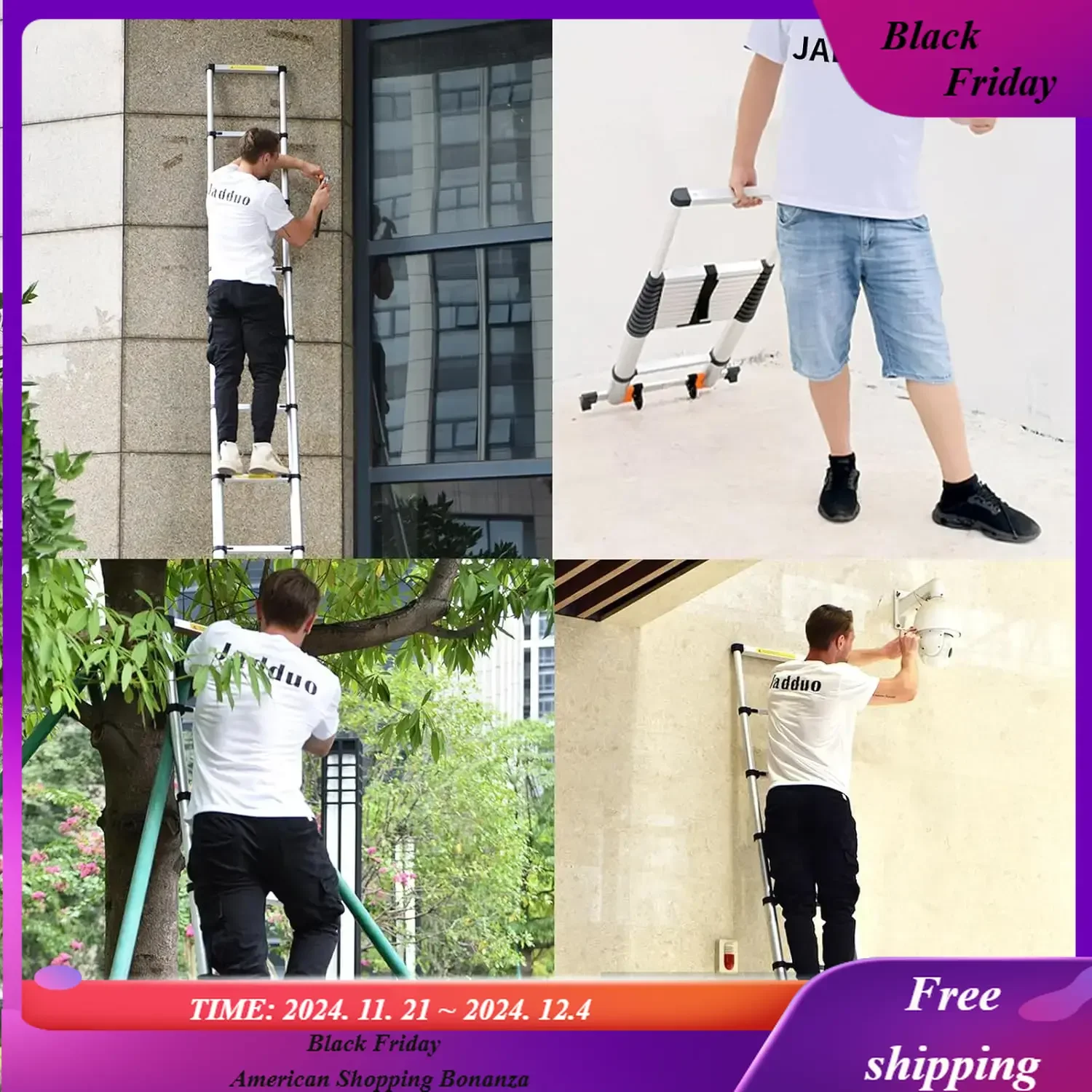 

Telescoping Ladder,26.2 FT Extension Ladder,Aluminum Lightweight Telescopic Ladder with 2 Triangle Stabilizers, Telescopi