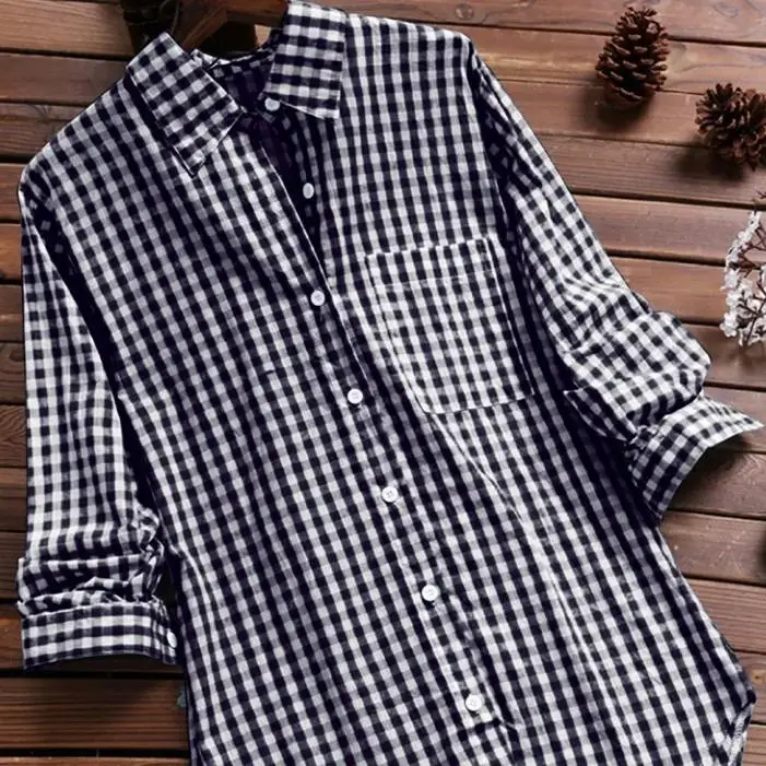 レディース チェック柄襟 ロングスウェットシャツ コットンシャツ スリム レギュラー 薄手 春夏 ファッション レディース服