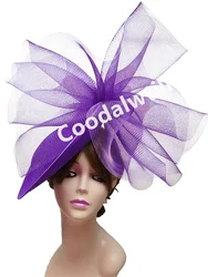 Kentucky Derby Big Fascinator Headpiece Women Wedding Party Church Race Pillbox Fascinator Bride Veils Ladies Millinery Hats