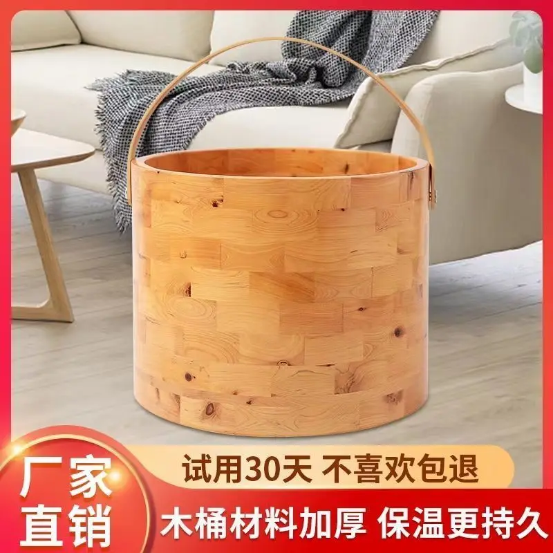 

32X25Cm Household Solid Wood Foot Wash Bucket, Over The Calf Foot Bath Bucket, Insulated Wooden Foot Bath,portable Foot Spa